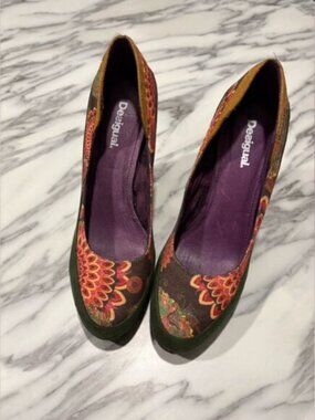 Desigual Melbourne Multi-Color Mandala Platform Pumps | Size 41 (US 10)